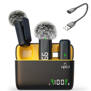 NPTCL Wireless Microphone for PC Laptop Computer - Noise Canceling USB Type C Lavalier Lapel Mic for Content Creator Video Recording, Clip on Microphone for iPhone 17/16/15 Android Phone