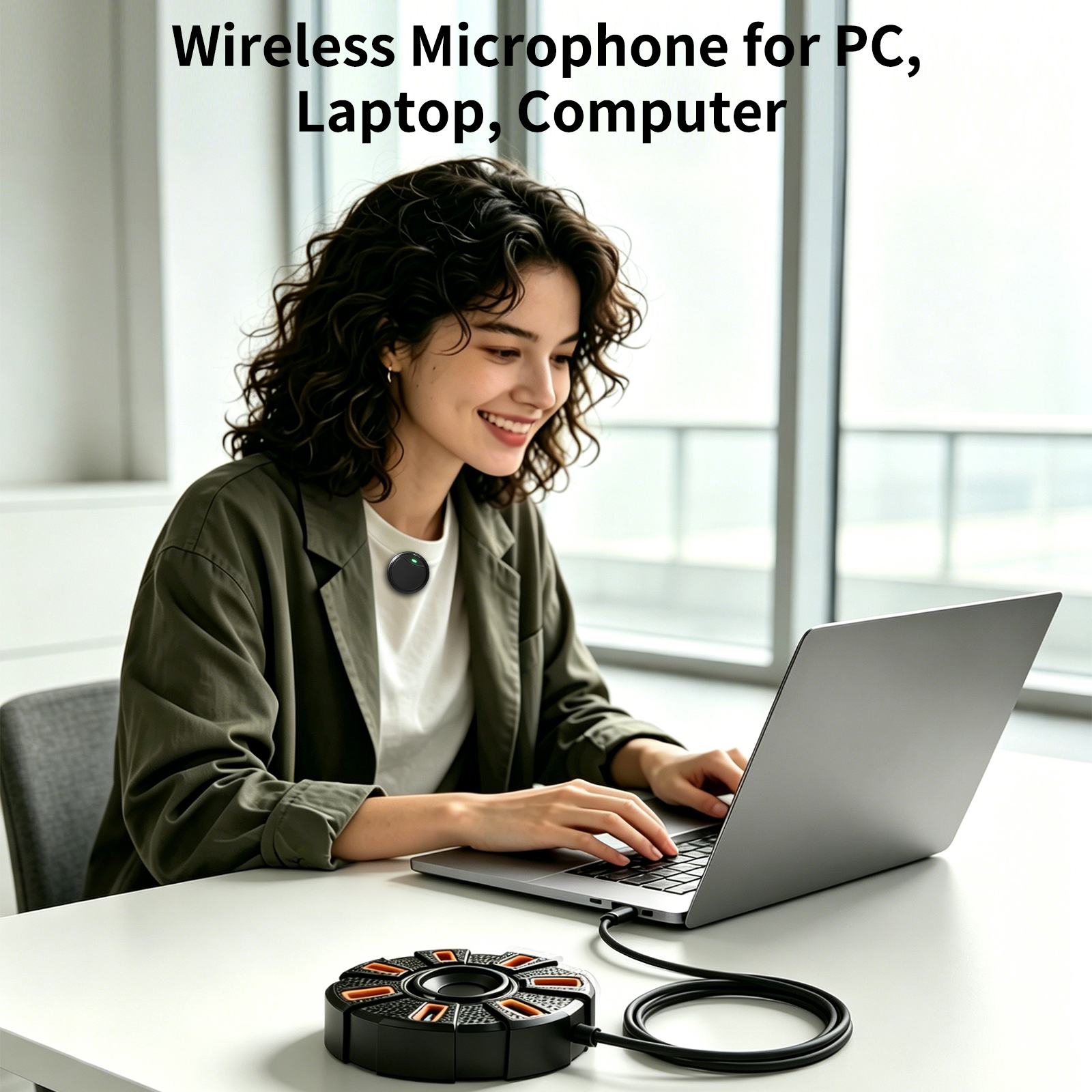 NPTCL Wireless USB Microphone for PC, Laptop, Computer User | Digital Charge Display, Noise Reduction, 7 Ports Hub Plus Mini Lavalier Mic Combo for Video Recording Youtube Content Creator — image 2